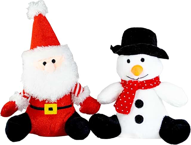 Sitting Santa & Snowman Dog Toy