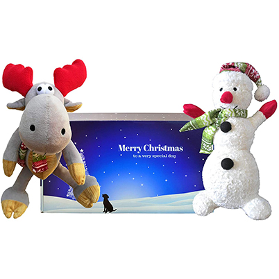 Snowman and Reindeer Dog Toy